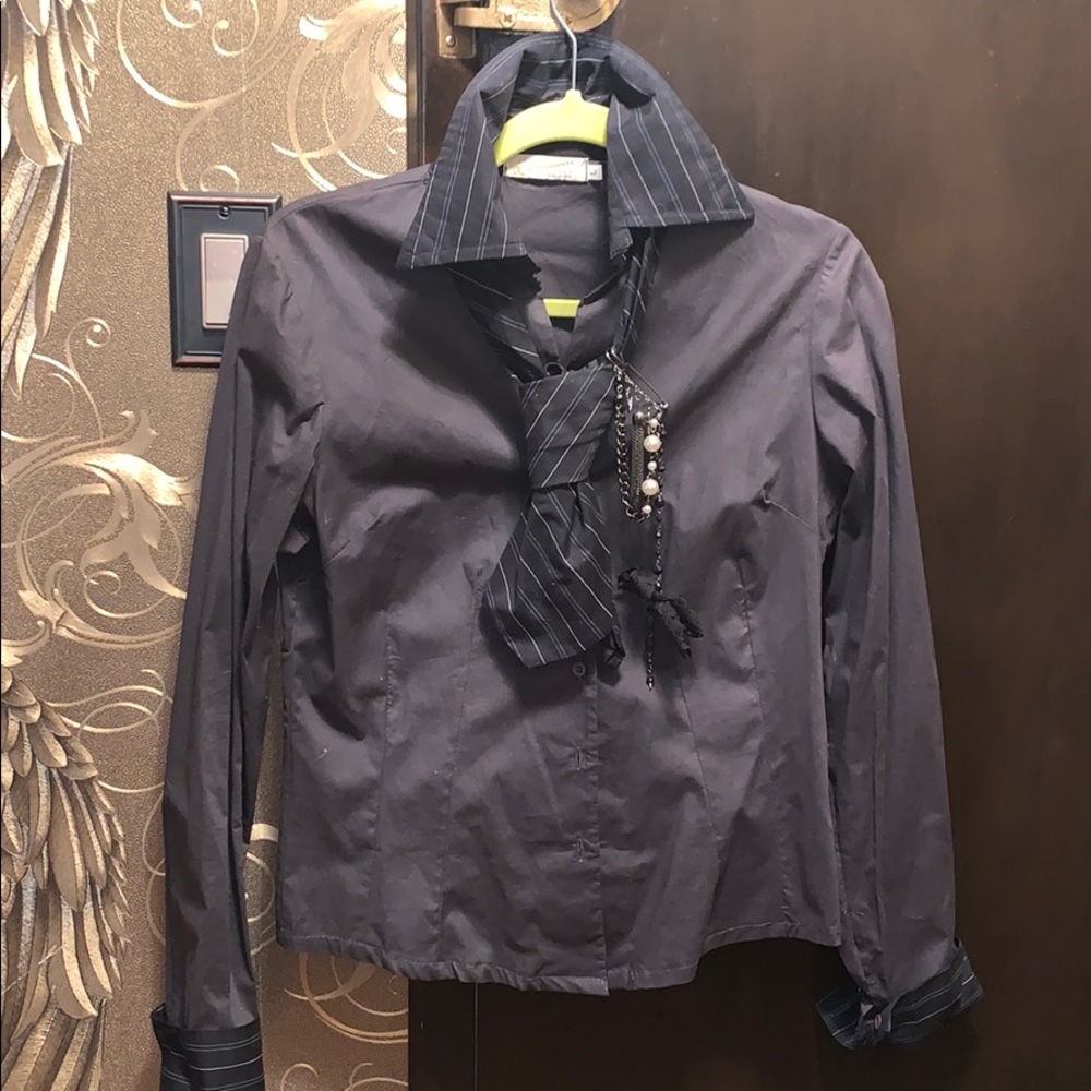 Rinascimento Stretch Button Down Embellished Shirt - image 1